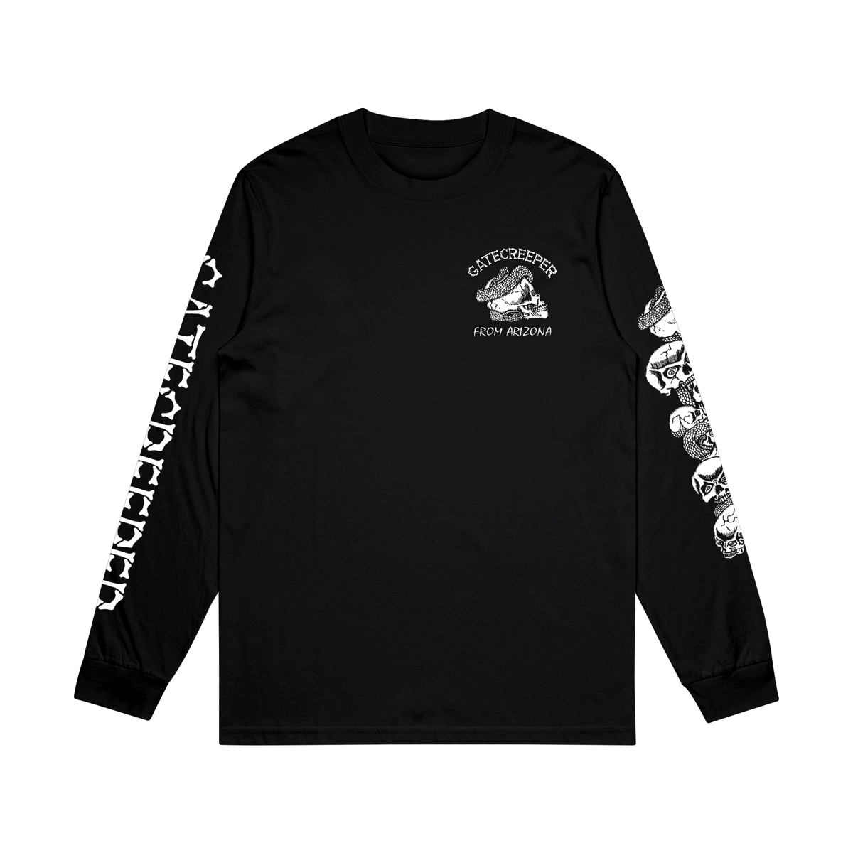 トップス 2008 rare CavariA Skull Poem Long Sleeve Arizona Skull Long Sleeve – Gatecreeper